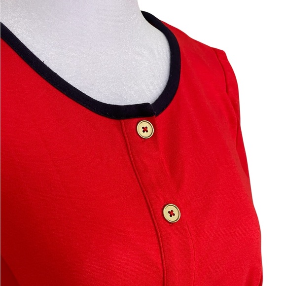 Boden Maria Ponte Red Dress Size 4R Knee Length Knit Black Trim - Picture 5 of 15
